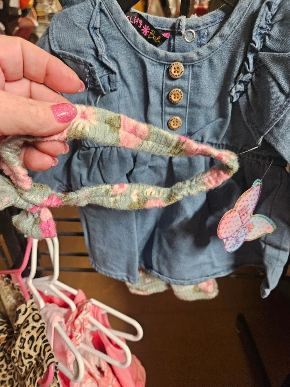 Delia's Baby Denim Dress with Ruffle Sleeves - Size 0 to 3 Months